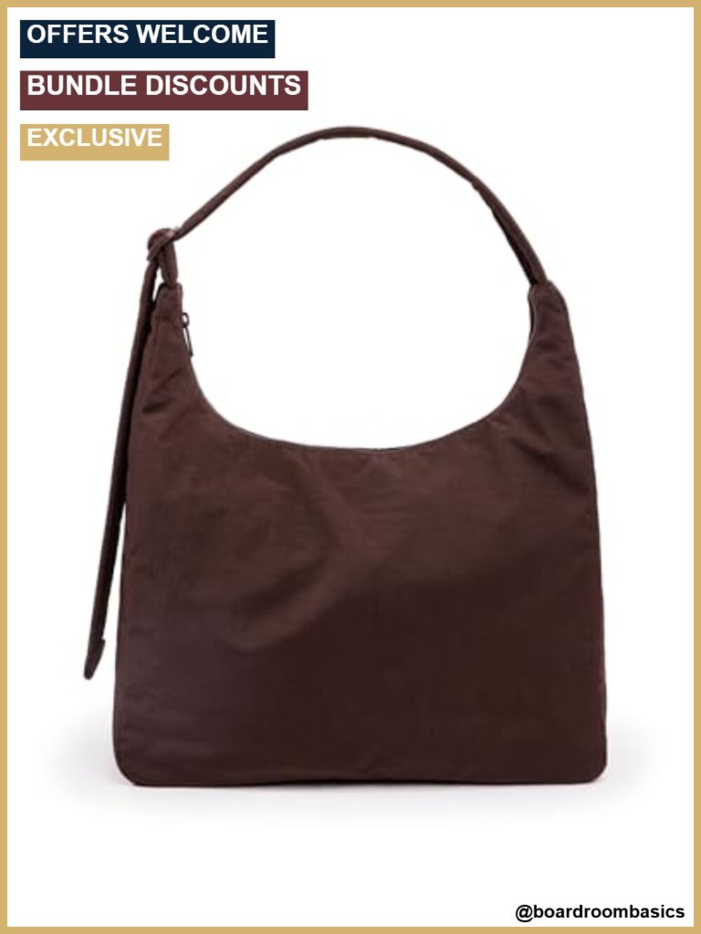 Quilted Strap Shoulder Bag Recycled Nylon Slouchy Hobo
